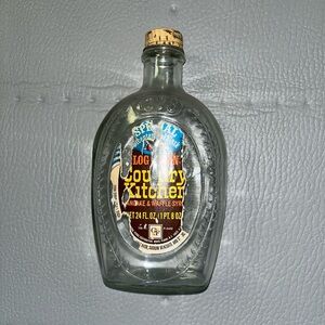 Vintage Log Cabin Country Kitchen Syrup Bottle Glass Special Bicentennial Flask